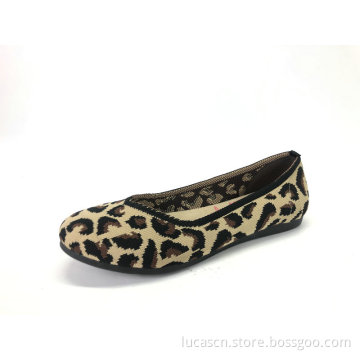 Damen Animal Print Strick Ballerinas Schuhe